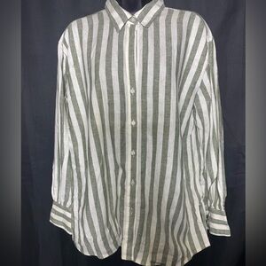 Banana Republic Green striped button down shirt